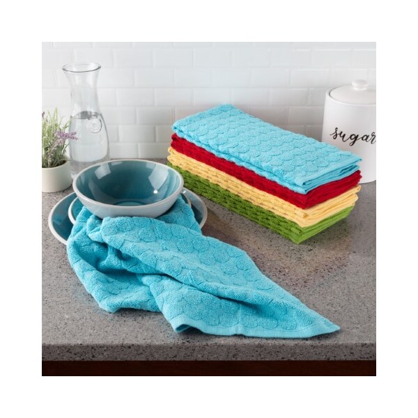Hastings Home Set of 8 Kitchen Towels 16"x28" 100-percent Absorbent Circle Weave Dishtowel for Drying 4 Colors 626693IWU - main
